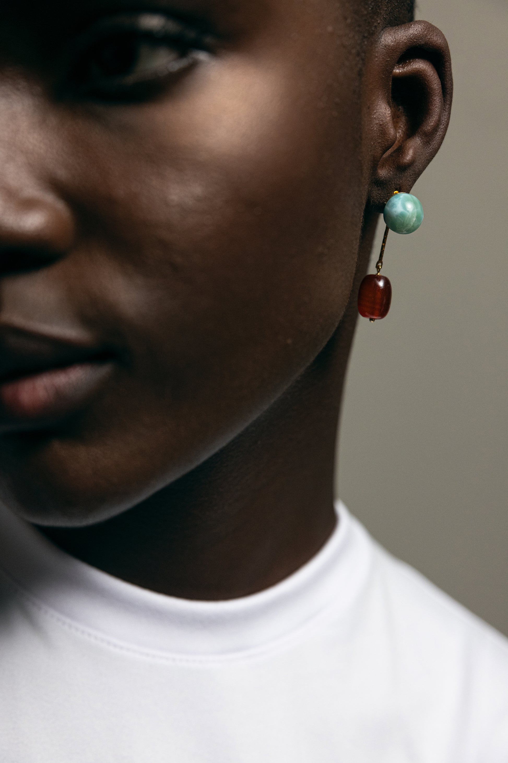 ARETES DUO EN LARIMAR Y AGATA