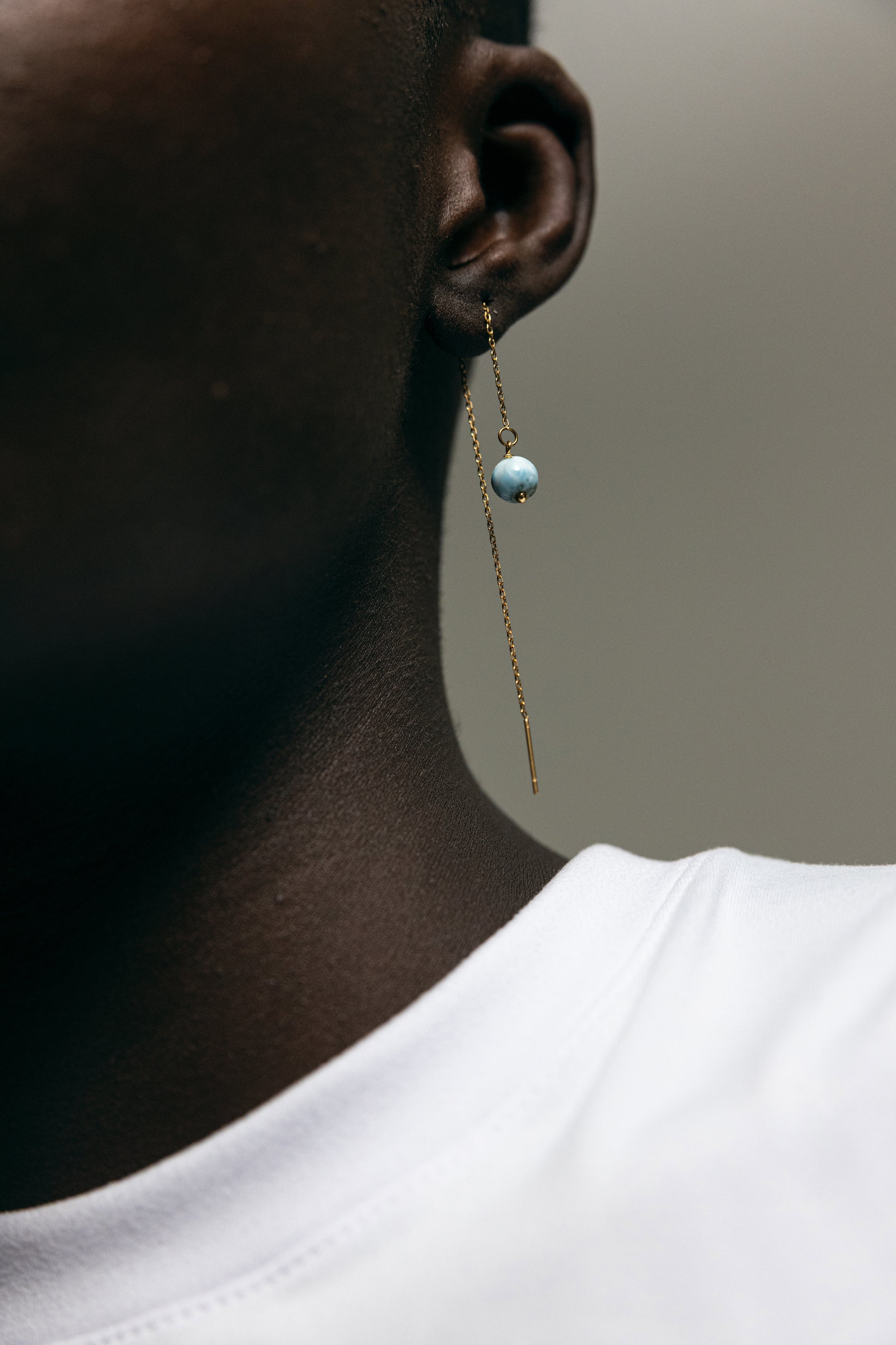 LARIMAR CHAIN EARRING