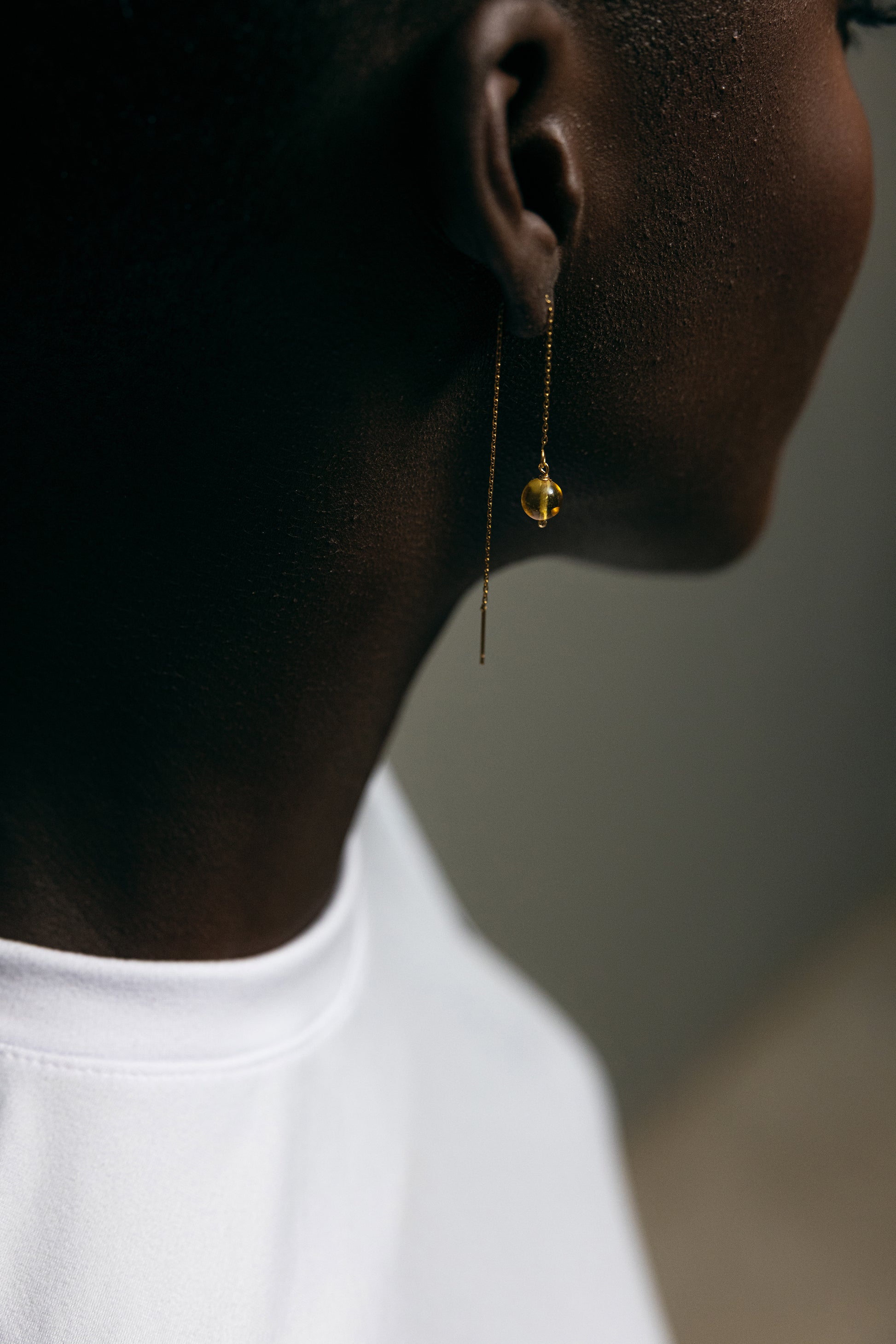 AMBER CHAIN EARRING GOLD