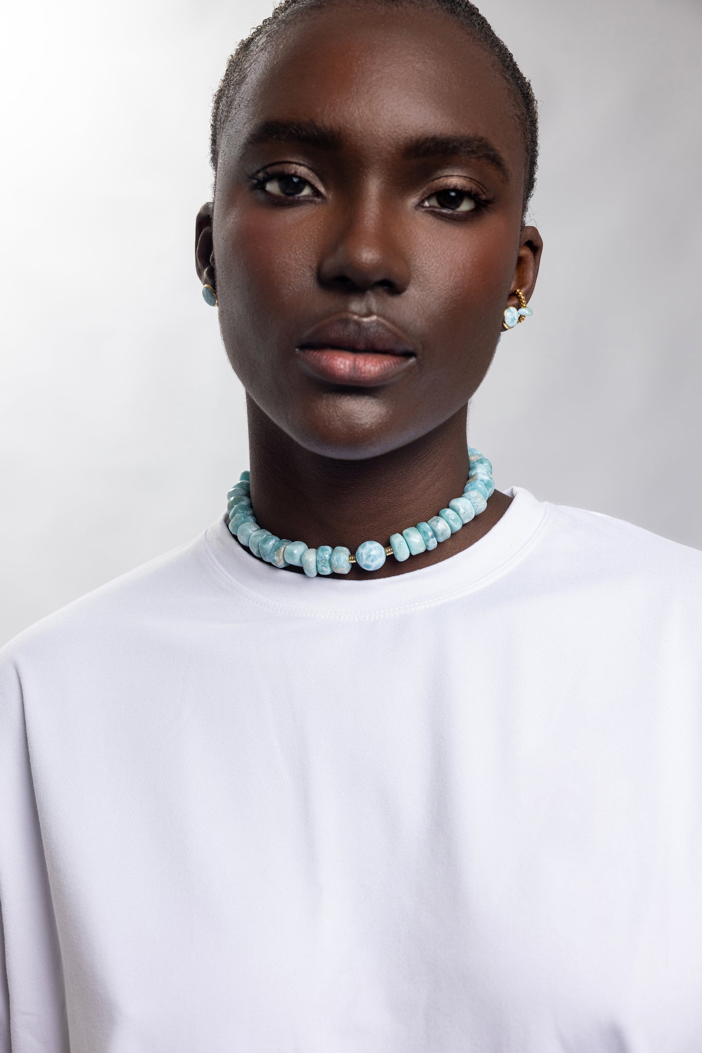 COLLAR DE LARIMAR IRREGULAR AJUSTABLE 5 EN 1