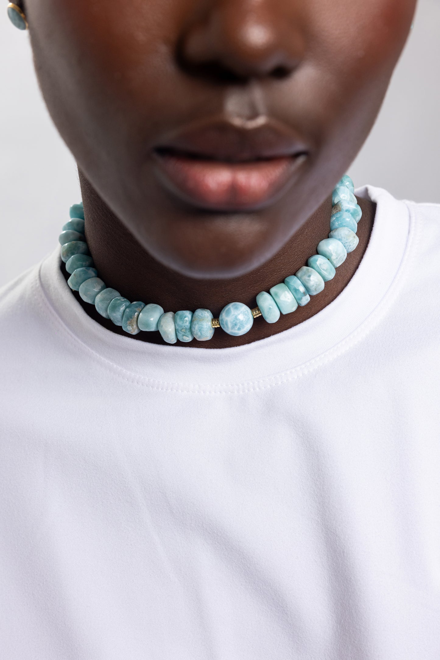 COLLAR DE LARIMAR IRREGULAR AJUSTABLE 5 EN 1
