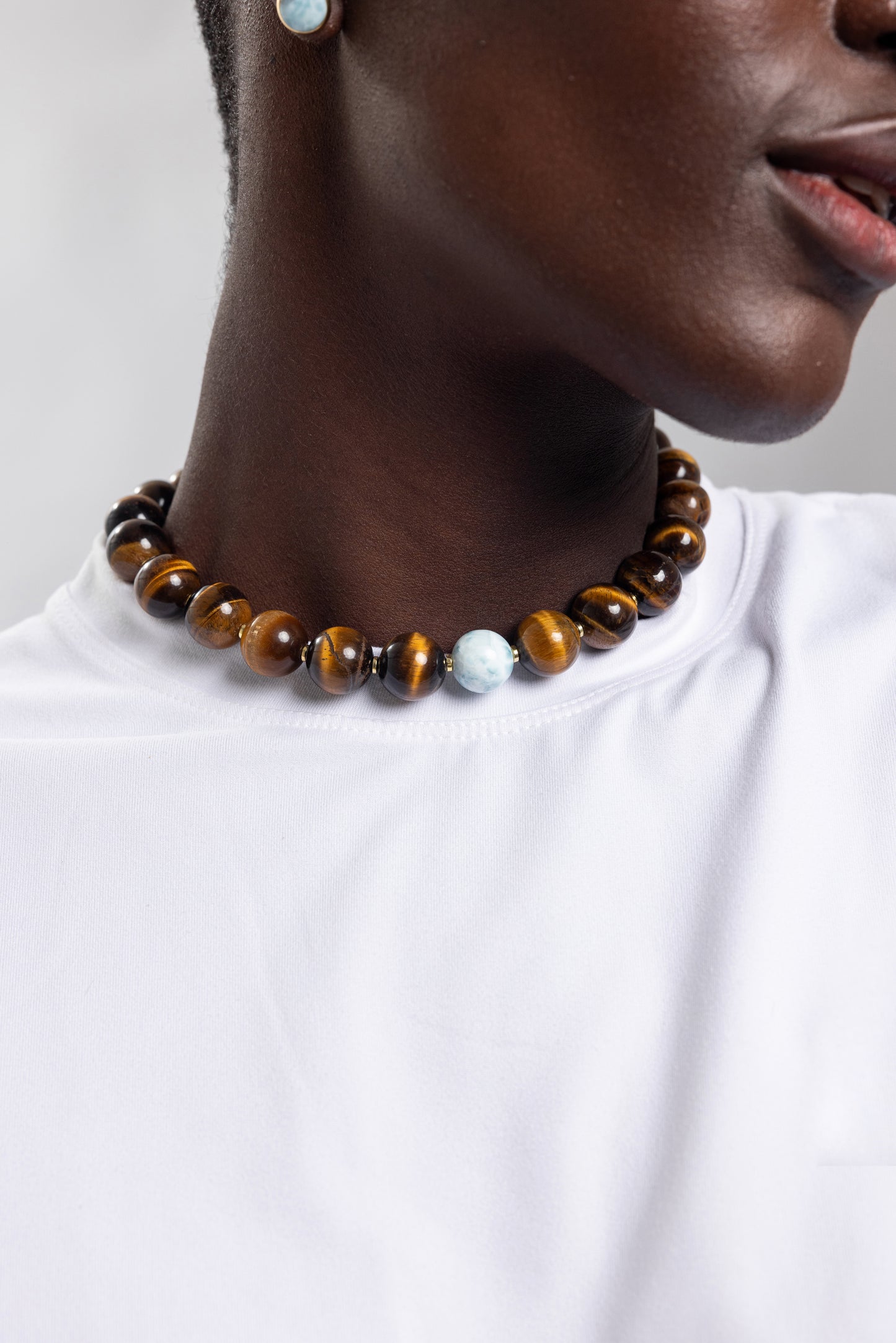 COLLAR DE OJO DE TIGRE Y LARIMAR