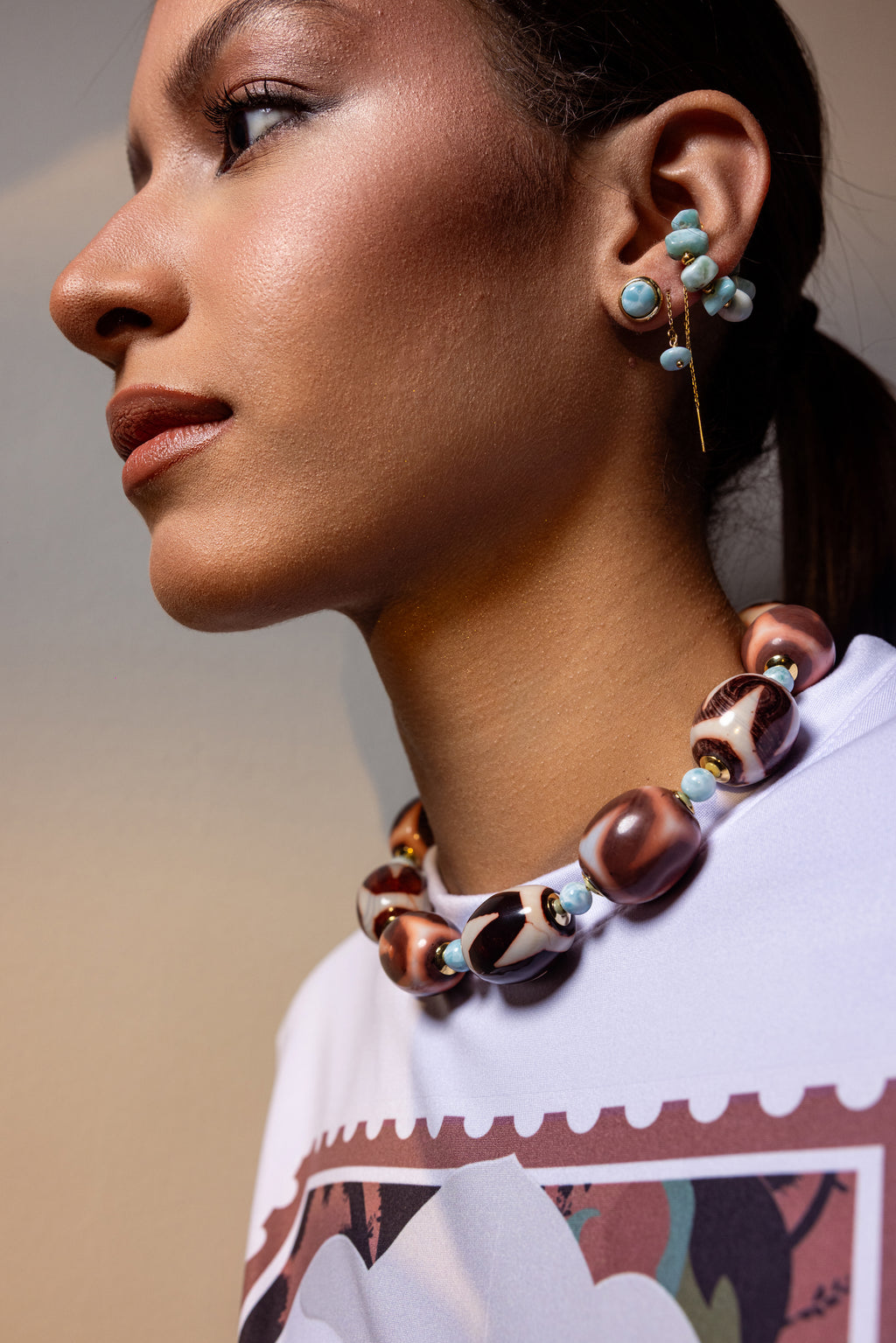 LARIMAR CHAIN EARRING