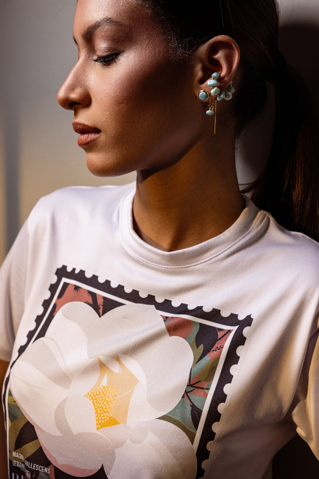 LARIMAR CHAIN EARRING