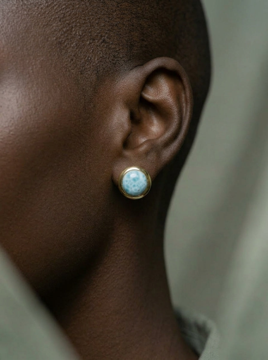 ARETES DUO GOLD LARIMAR